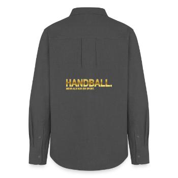Handball. Mehr als nur ein Sport. (Gold) - Frauen Oxford Hemd - Anthrazit - Hinten - AI Model Female 172 light (172cm)