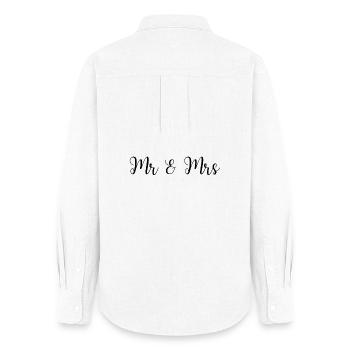 Mr & Mrs Hochzeit Design - Frauen Oxford Hemd - Weiß - Hinten - AI Model Female 172 light (172cm)