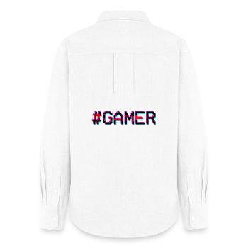 Gamer Neon Glitch - Frauen Oxford Hemd - Weiß - Hinten - AI Model Female 172 light (172cm)
