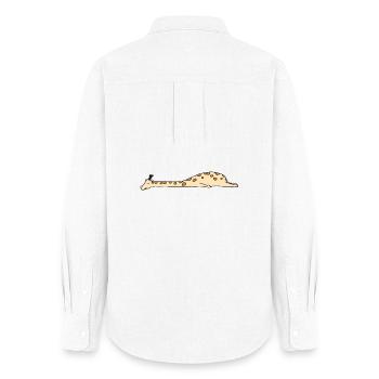 Faule dehnende Giraffe Süßes lustiges Tierkunst-T-Shirt - Frauen Oxford Hemd - Weiß - Hinten - AI Model Female 172 light (172cm)