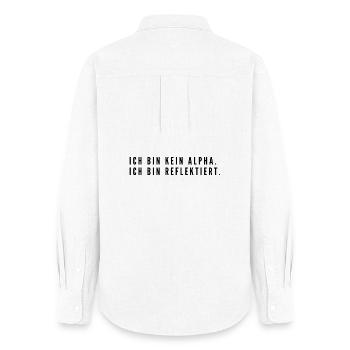 Je ne suis pas un alpha, je suis réfléchi | Minimaliste - Chemise Oxford Femme - blanc - Dos - AI Model Female 172 light (172cm)