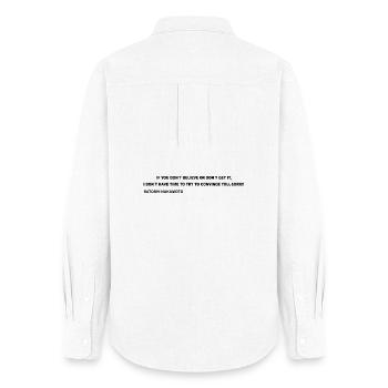 Satoshi Nakamoto – I Don’t Have Time to Convince Y - Frauen Oxford Hemd - Weiß - Hinten - AI Model Female 172 light (172cm)
