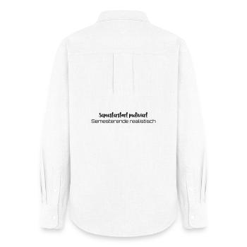 Coffee → learning → existential crisis - Women's Oxford Shirt - white - Back - AI Model Female 172 light (172cm)