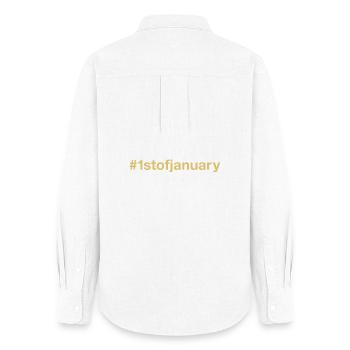 born on January 1 Birthday birthday - Women's Oxford Shirt - white - Back - AI Model Female 172 light (172cm)