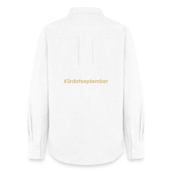 Né le 3 Septembre Anniversaire - Chemise Oxford Femme - blanc - Dos - AI Model Female 172 light (172cm)
