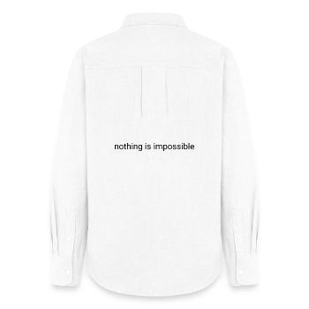 Rien n’est impossible en texte brut - Chemise Oxford Femme - blanc - Dos - AI Model Female 172 light (172cm)