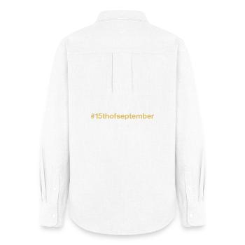 né le 15 septembre Anniversaire anniversaire - Chemise Oxford Femme - blanc - Dos - AI Model Female 172 light (172cm)