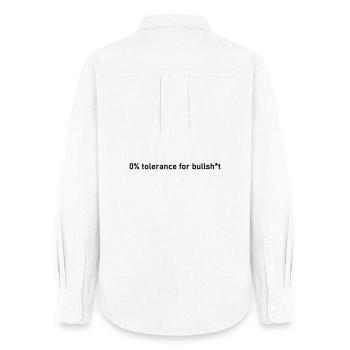 Conneries 0 % sans tolérance T-shirt, c’est vrai - Chemise Oxford Femme - blanc - Dos - AI Model Female 172 light (172cm)