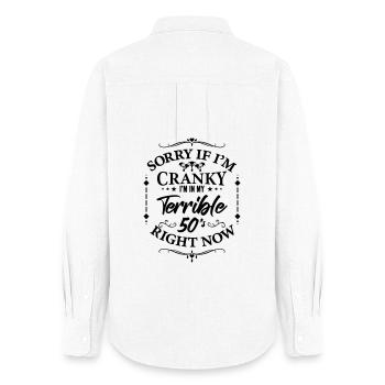 La terrible cinquantaine - humour sur la ménopause - Chemise Oxford Femme - blanc - Dos - AI Model Female 172 light (172cm)