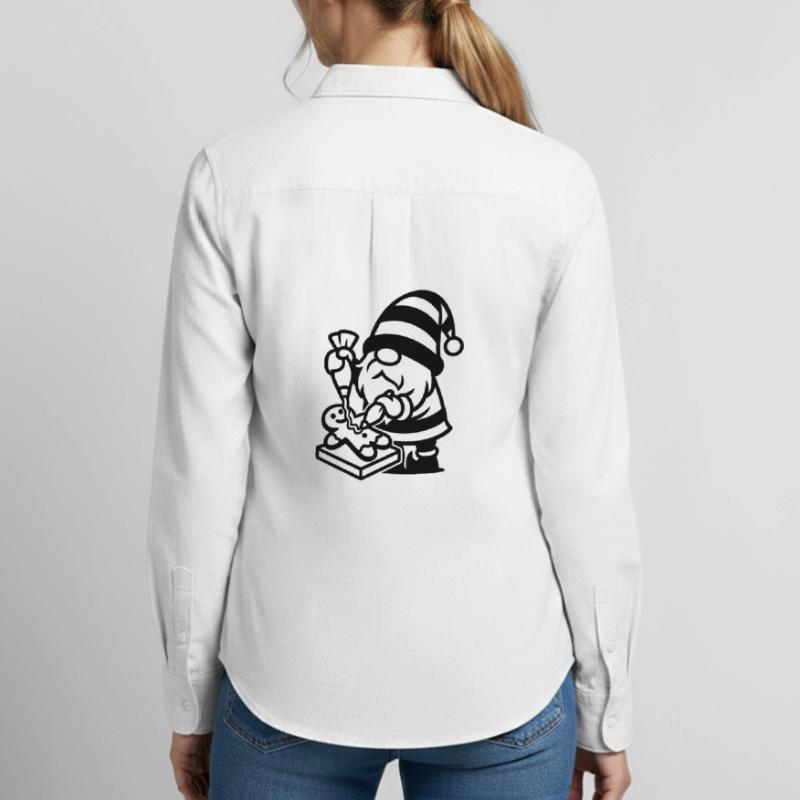 Gingerbread Baking Gnome Women's Oxford Shirt