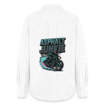 asphalt junkie - moto - Chemise Oxford Femme - blanc - Dos - AI Model Female 172 light (172cm)