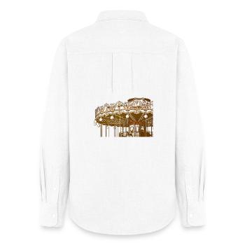 Gold Vintage Carousel Design - Women's Oxford Shirt - white - Back - AI Model Female 172 light (172cm)