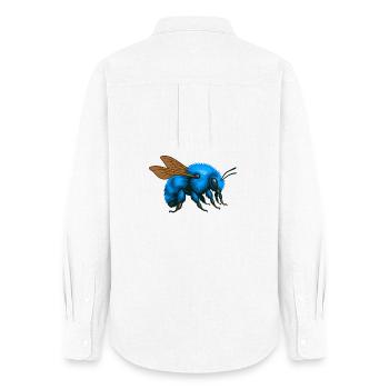 Blaue Hummel rechts - Frauen Oxford Hemd - Weiß - Hinten - AI Model Female 172 light (172cm)