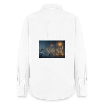 Night fire of the swans - Women's Oxford Shirt - white - Back - AI Model Female 172 light (172cm)