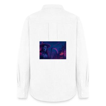 Neon Reaper – Cyberpunk-Tod - Frauen Oxford Hemd - Weiß - Hinten - AI Model Female 172 light (172cm)