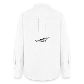 Polygone géométrique du narval - Chemise Oxford Femme - blanc - Dos - AI Model Female 172 light (172cm)