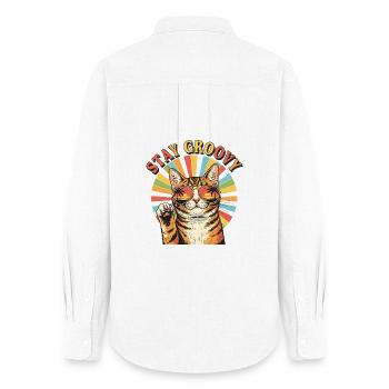 Stay groovy - Women's Oxford Shirt - white - Back - AI Model Female 172 light (172cm)