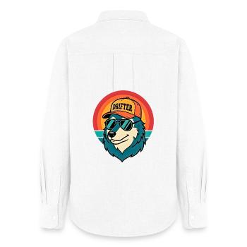 Drifter Wolf Sonnenuntergangs-Tee - Frauen Oxford Hemd - Weiß - Hinten - AI Model Female 172 light (172cm)