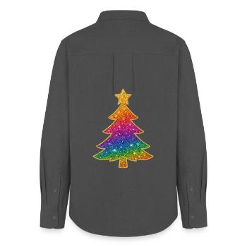 Arbre de Noël scintillant arc-en-ciel - Chemise Oxford Femme - charbon - Dos - AI Model Female 172 light (172cm)