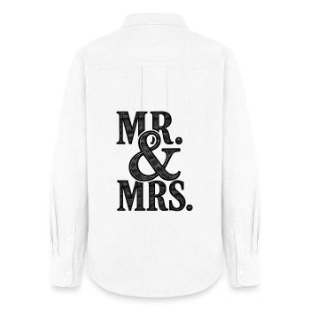 MR. & MRS - mariage romantique - jeunes mariés - Chemise Oxford Femme - blanc - Dos - AI Model Female 172 light (172cm)