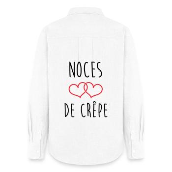 noces de crêpe 39 ans de mariage - Chemise Oxford Femme - blanc - Dos - AI Model Female 172 light (172cm)