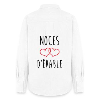 Noces d'Érable 58 ans de mariage - Chemise Oxford Femme - blanc - Dos - AI Model Female 172 light (172cm)
