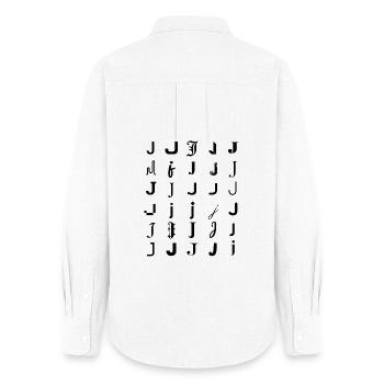 Typography J monogram letter mosaic design - Women's Oxford Shirt - white - Back - AI Model Female 172 light (172cm)