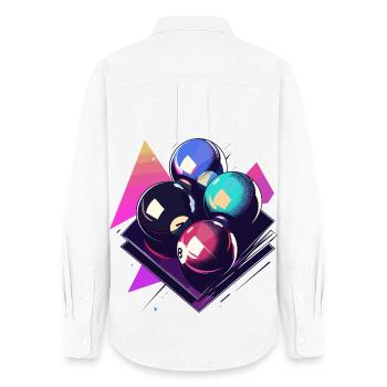 Boules de billard graphique - Chemise Oxford Femme - blanc - Dos - AI Model Female 172 light (172cm)