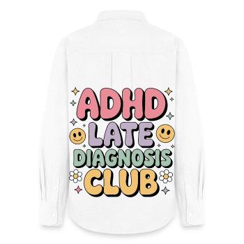 ADHD Late Diagnosis Club - Women's Oxford Shirt - white - Back - AI Model Female 172 light (172cm)