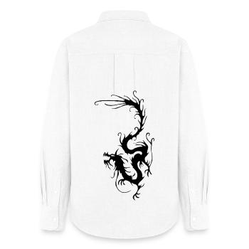 Dragon de fumée noire - Chemise Oxford Femme - blanc - Dos - AI Model Female 172 light (172cm)