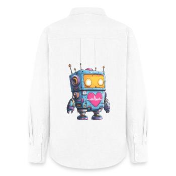 Herzroboter Neon Herz Beat - Frauen Oxford Hemd - Weiß - Hinten - AI Model Female 172 light (172cm)