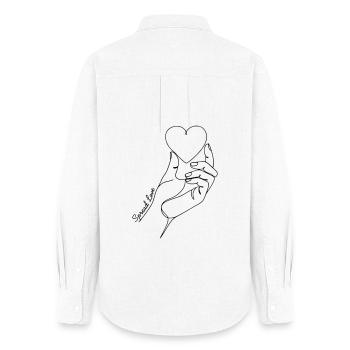 Spread Love Dessin minimaliste en lignes de cœur - Chemise Oxford Femme - blanc - Dos - AI Model Female 172 light (172cm)