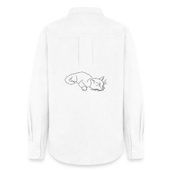 Croquis du chat endormi - Chemise Oxford Femme - blanc - Dos - AI Model Female 172 light (172cm)