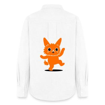 Funny animal character with big eyes - Women's Oxford Shirt - white - Back - AI Model Female 172 light (172cm)