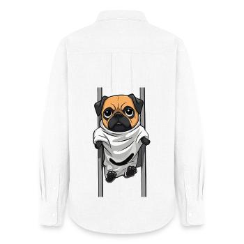 Pug Geist im Laken - Frauen Oxford Hemd - Weiß - Hinten - AI Model Female 172 light (172cm)