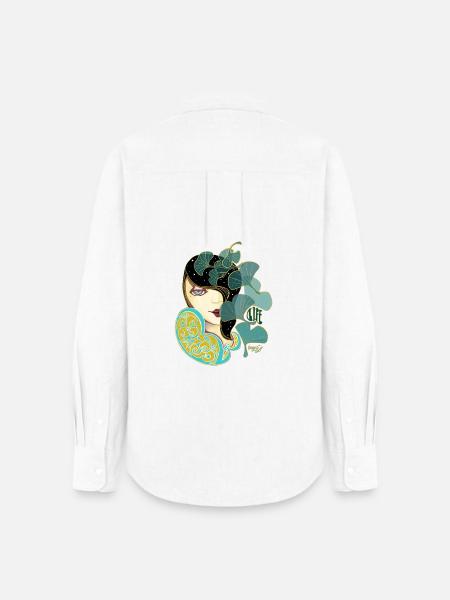 Ginkgo-Schönheit im Jugendstil - Frauen Oxford Hemd - Weiß