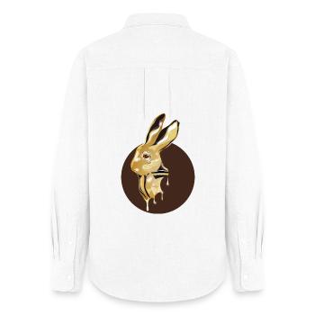 gold-colored rabbit head in high-gloss look - Women's Oxford Shirt - white - Back - AI Model Female 172 light (172cm)