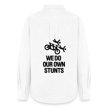 Tandem Fahrrad Radfahren, We do our own stunts - Frauen Oxford Hemd - Weiß - Hinten - AI Model Female 172 light (172cm)