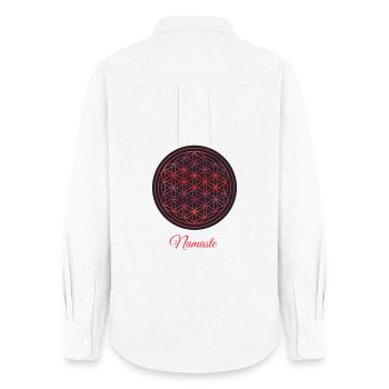 Namaste – Red & Black Flower of Life - Women's Oxford Shirt - white - Back - AI Model Female 172 light (172cm)