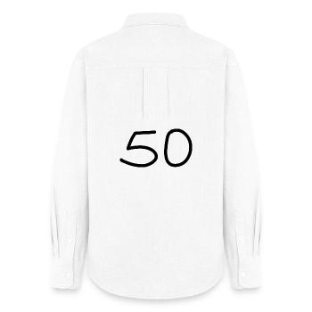 50.Geburtstag fünfzig Zahl schwarz - Frauen Oxford Hemd - Weiß - Hinten - AI Model Female 172 light (172cm)