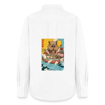 Capybara Eats Ramen Noodles - Women's Oxford Shirt - white - Back - AI Model Female 172 light (172cm)