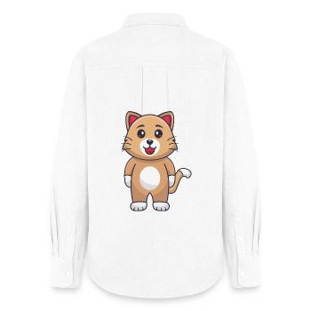 Chat de dessin animé - Chemise Oxford Femme - blanc - Dos - AI Model Female 172 light (172cm)