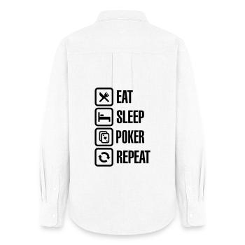 Eat - sleep - poker - repeat - Chemise Oxford Femme - blanc - Dos - AI Model Female 172 light (172cm)