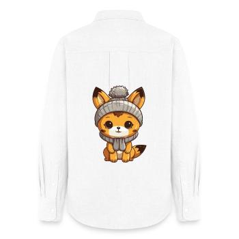 Fuchs Winter Comic - Frauen Oxford Hemd - Weiß - Hinten - AI Model Female 172 light (172cm)