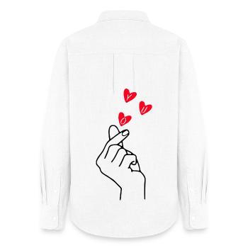 Finger Heart Love Design d’art minimal - Chemise Oxford Femme - blanc - Dos - AI Model Female 172 light (172cm)