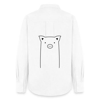 Pig sow piglet gift idea - Women's Oxford Shirt - white - Back - AI Model Female 172 light (172cm)
