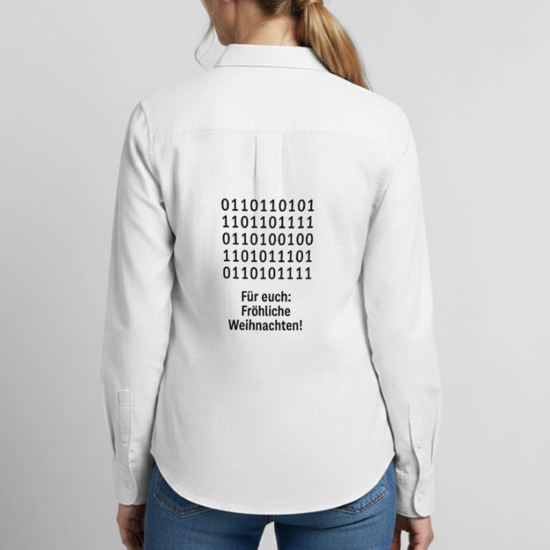 Christmas Code Binary Pattern Women's Oxford Shirt