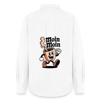 Coffee Joy Cartoon Mug - Women's Oxford Shirt - white - Back - AI Model Female 172 light (172cm)