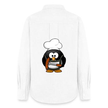 Cuisson du pingouin avec des saucisses grillées - Chemise Oxford Femme - blanc - Dos - AI Model Female 172 light (172cm)