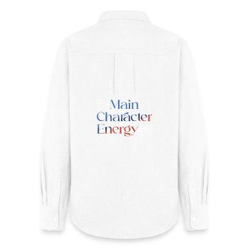 Main Character Energy colorful smilie - Women's Oxford Shirt - white - Back - AI Model Female 172 light (172cm)